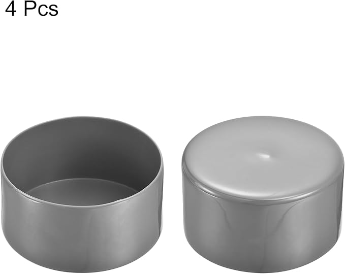 uxcell 4pcs Rubber End Caps 90mm(3 9/16") ID Vinyl Round End Cap Cover Screw Thread Protectors Dark Grey, 50mm Height