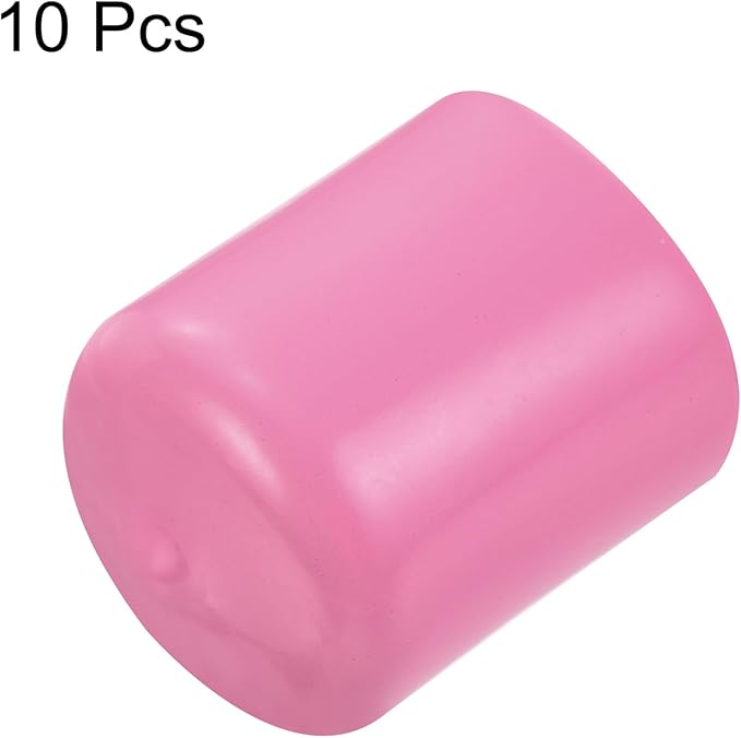 uxcell 10pcs Rubber End Caps 22mm(7/8 inch) ID Vinyl Round End Cap Cover Screw Thread Protectors Pink