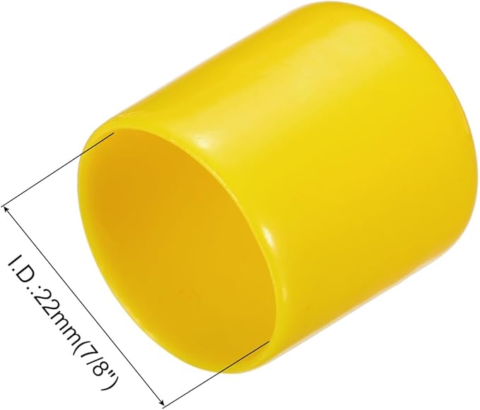 uxcell 5pcs Rubber End Caps 22mm(7/8") ID PVC Vinyl Round Tube Bolt Cap Cover Screw Thread Protectors Yellow
