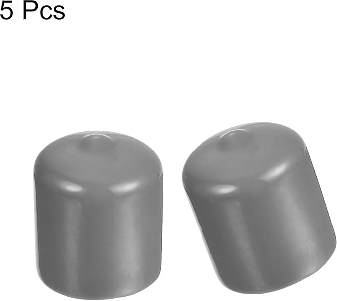 uxcell 5pcs Rubber End Caps Protective Caps 28mm ID Vinyl PVC Round Tube Bolt Cap Cover Screw Thread Protectors Light Gray