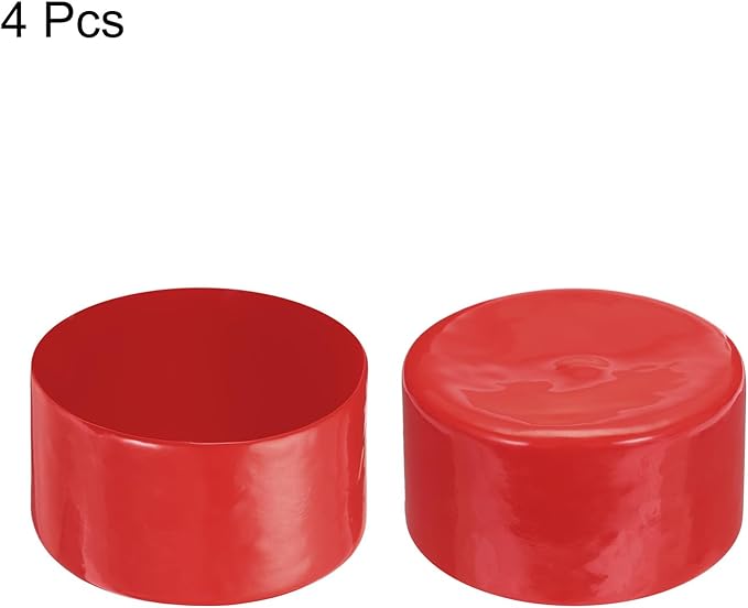 uxcell 4pcs Rubber End Caps 90mm ID Vinyl Round End Cap Cover Screw Thread Protectors Red, 50mm Height