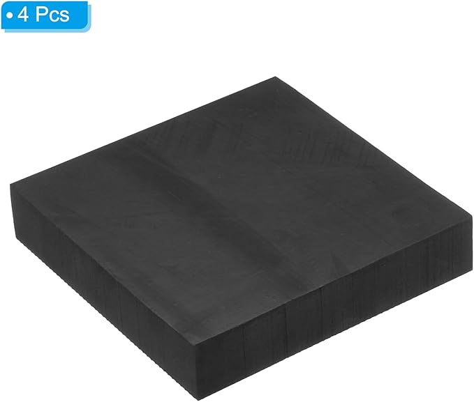 PATIKIL Rubber Anti-Vibration Pads, 4 Pcs Square Vibration Isolation Mats 3.94" x 3.94" x 0.8" for HVAC, Air Conditioner, Air Compressor, Washer, Dryer, Black
