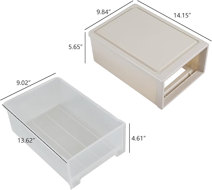 12 Quart Stackable Plastic Drawer Unit, Stacking Desktop Drawer Boxes, 3 Packs