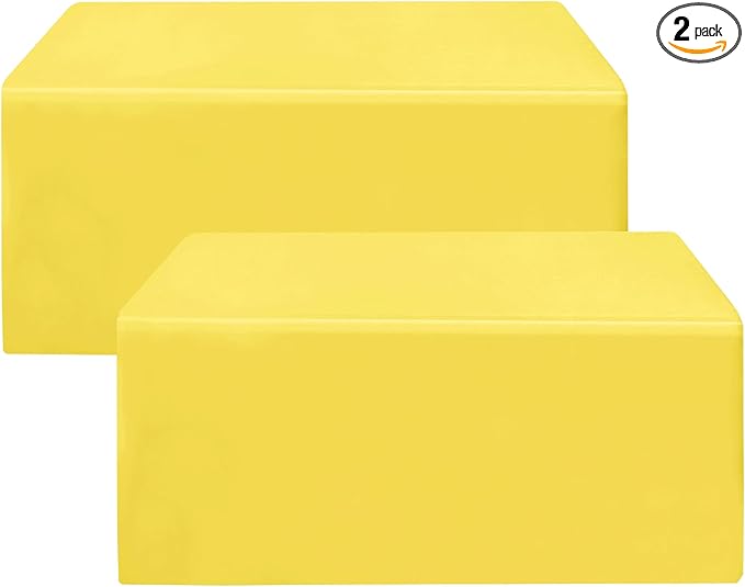 HolidayIdeas Yellow Fitted Table Covers for 6 Foot Tables - 72 x 30 Inch - 2 Pack Rectangle Table Clothes Polyester Fabric Table Cover for Folding Table, Parties, Birthday, Vendor Stand, Trade Show