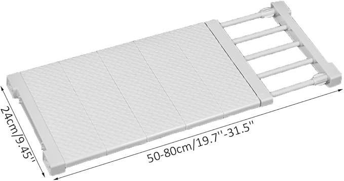 Closet Shelf Dividers Expandable Wardrobe Organizer System Tension Rod Adjustable Storage Rack Hanger Separators 9.45'' Width for Bedroom Bathroom Kitchen Bookshelf Office - White