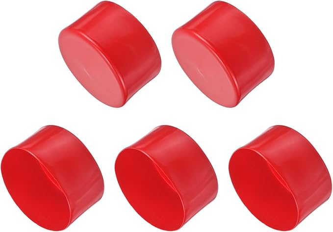 uxcell 5pcs Rubber End Caps 3 3/4"(95mm) ID Vinyl PVC Round Tube Bolt Cap Cover Screw Thread Protectors Red
