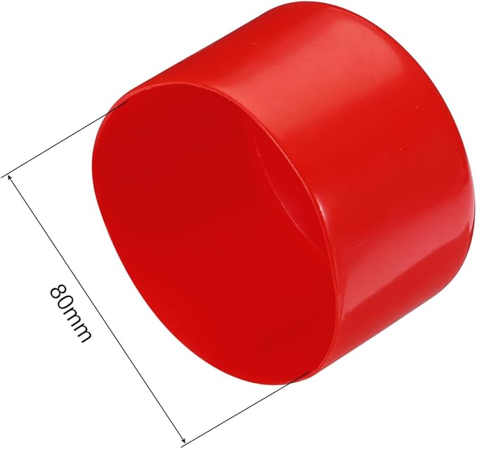 uxcell 4pcs Rubber End Caps 80mm ID Vinyl Round Tube Bolt Cap Cover Screw Thread Protectors Red, 50mm Height