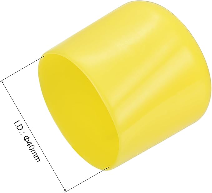 uxcell 4pcs Rubber End Caps 40mm(1 9/16") ID Vinyl Round Tube Bolt Cap Cover Screw Thread Protectors Yellow, 40mm Height