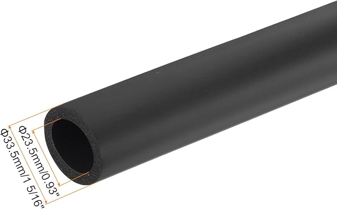 uxcell Foam Tubing for Handle Grip Support,23.5mm ID 33.5mm(1 5/16") OD 0.3 Meter/1ft Length Black