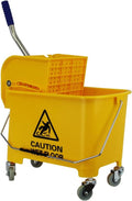 20L Rolling Janitorial Cleaning Mop Bucket Commercial Restaurant with Down Press Wringer, Random Color