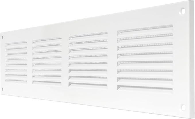 Repa Market 5-Pack Air Vent Cover 16x4 Inch (Outer Dimensions) White Galvanized Steel Louvered Grill Cover with Mesh Screen/Wall or Ceiling Vent/HVAC Register for Indoor and Outdoor Ventilation