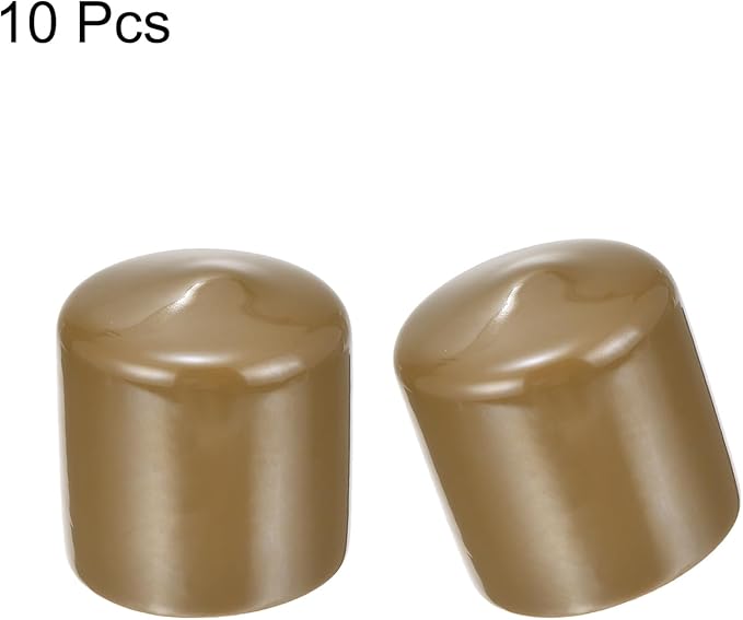 uxcell 10pcs Rubber End Caps 41mm(1 5/8") ID Vinyl Round End Cap Cover Screw Thread Protectors Light Brown