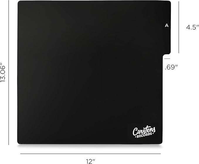 Carstens Records Heavy Duty Vinyl Album Dividers | 12" LP Separators with Tabs | Made in The USA | Music Organizer Tabs for Collectors (Black, Double-Sided, A-Z Vertical Tabs, 26 Tab Set)