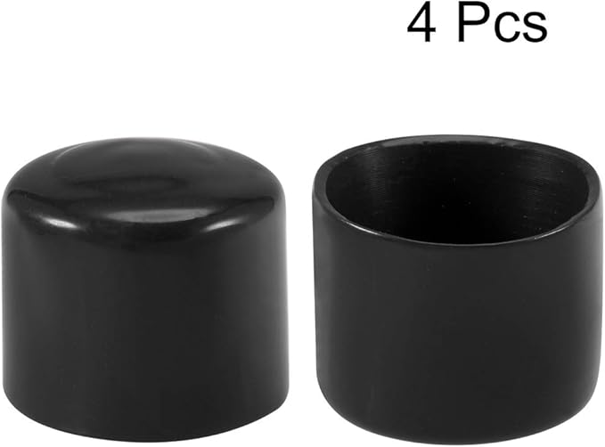 uxcell 4pcs Rubber End Caps 40mm ID Vinyl Round End Cap Cover Screw Thread Protectors Black, 40mm Height