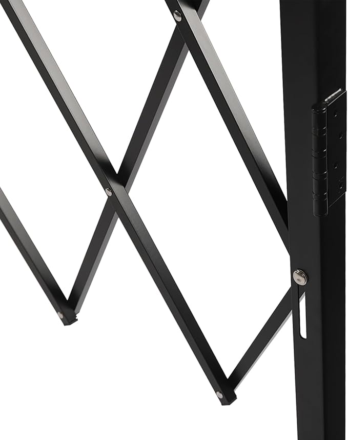 Single Folding Security Gate 7.22' H x 7.5' W Iron Accordion Security Gate Flexible Expanding Security Gate 180° Rolling Barricade Scissor Door with Padlock for Entry Security, Garage, Warehouse