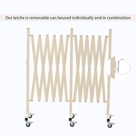 GYMTIME Expandable Metal Barricade, Flexible Mobile Safety Barrier, Folding Security Gate with Casters, Adjustable Traffic Temporary Fence for School, Shopping Mall, 16 Feet, Milkyellow