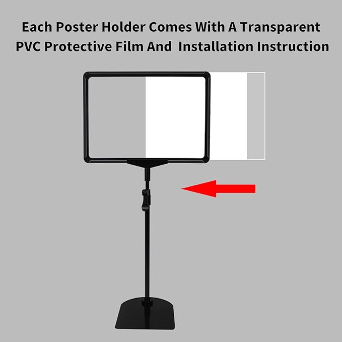 Adjustable Sign Holder Stand 8.5 x 11, Sign Stand for Display,Adjustable Sign Holders For Table Top, Table Sign Holders, Suitable for indoor use (Black-4pcs)
