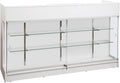 72" W x 22" D x 42" H - Glass Showcase Display Cabinet with Lockng, 6FT Ledgetop Counter with Showcase Front, White Retail Counter Glass Display Cabinet