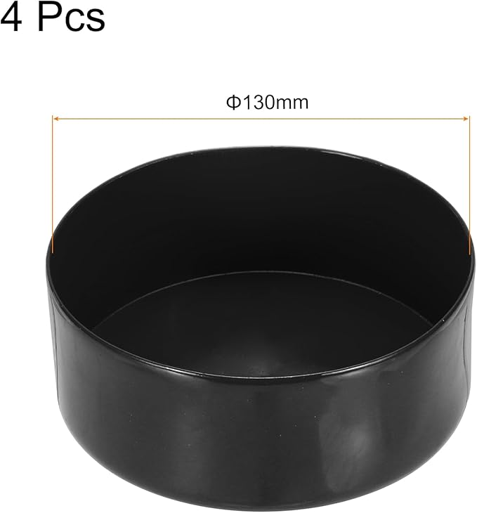uxcell 4pcs Rubber End Caps 130mm(5 1/8 Inch) ID x 80mm(3 1/8 Inch) H Vinyl Round End Cap Cover Screw Thread Protectors Black