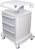 3 Drawers Salon Trolley Cart with Top Shelf, ABS Rolling Storage Cabinet Trolley w/Handle, 66lbs Capacity Mobile Utility Cart for Salon & Dental Clinic