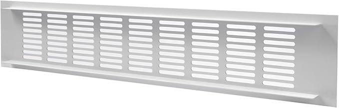 Vent Systems 15.75 x 3.15 Inch (Outer Size) - Pack of 2 - Rectangular Door Vent - White Aluminum Vent Cover, Toe Kick Vent Cover - HVAC for Home, Cabinet Vent - Intake/Exhaust Door Return Air Vent