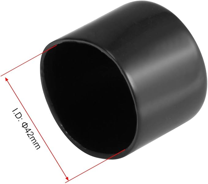 uxcell 4pcs Rubber End Caps 42mm ID Vinyl Round End Cap Cover Screw Thread Protectors Black, 40mm Height
