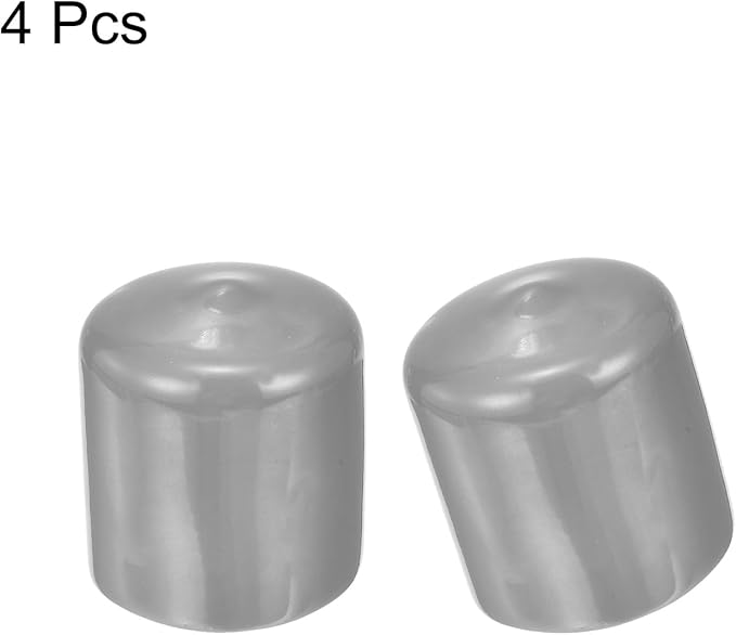 uxcell 4pcs Rubber End Caps 38mm ID Vinyl Round End Cap Cover Screw Thread Protectors Light Gray, 40mm Height