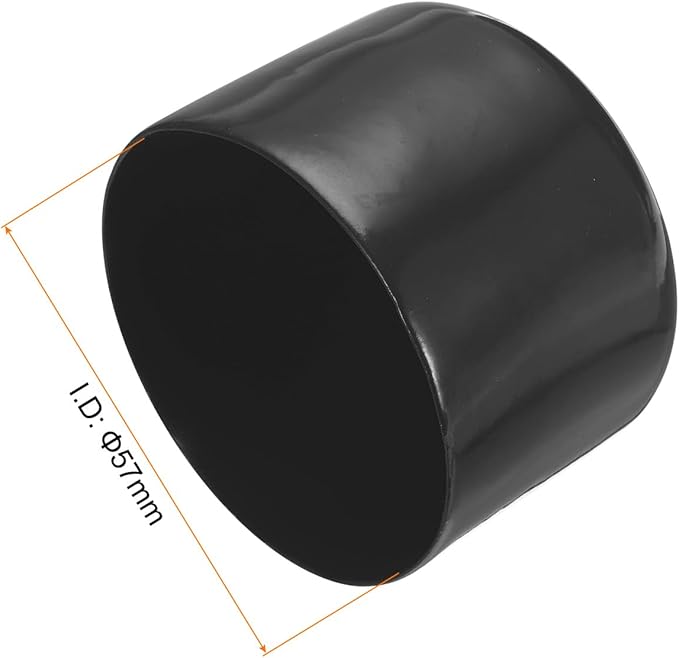 uxcell 4pcs Rubber End Caps 57mm ID Vinyl Round End Cap Cover Screw Thread Protectors Black, 40mm Height
