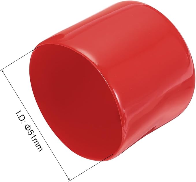 uxcell 4pcs Rubber End Caps 51mm ID Vinyl Round End Cap Cover Screw Thread Protectors Red, 40mm Height