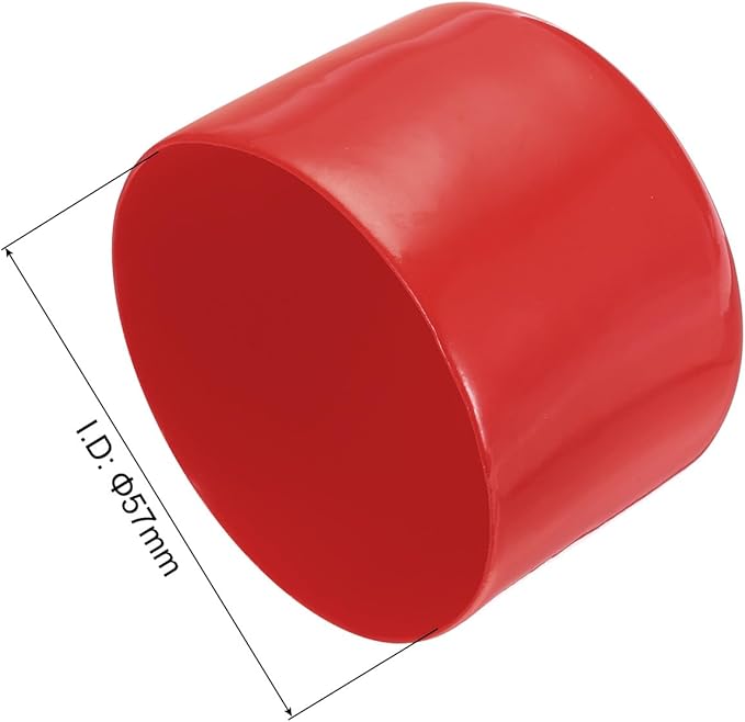 uxcell 4pcs Rubber End Caps 57mm ID Vinyl Round End Cap Cover Screw Thread Protectors Red, 40mm Height