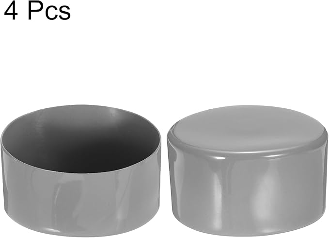 uxcell 4pcs Rubber End Caps 100mm ID Vinyl Round End Cap Cover Screw Thread Protectors Light Gray, 50mm Height