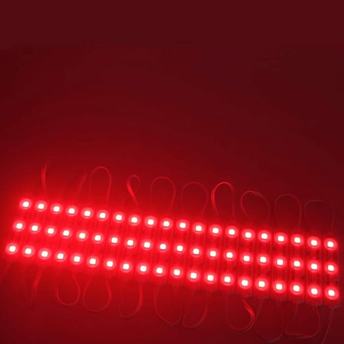 REXTiN Super Bright 200pcs 3 LED Module RED 5050 SMD 66-72LM Each Module Waterproof Decorative Light for Letter Sign Advertising Signs with Tape Adhesive Backside 3 Years Warranty