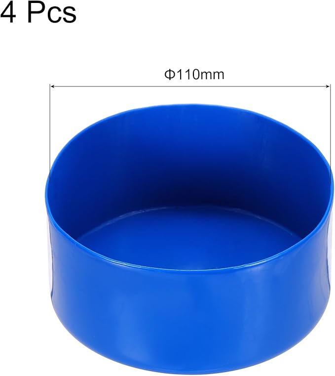 uxcell 4pcs Rubber End Caps 110mm(4.3 Inch) ID Vinyl Round End Cap Cover Screw Thread Protectors Blue, 50mm Height