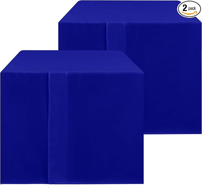 HolidayIdeas 2 Pack Square Fitted Table Covers - 34 x 34 Inch -Card Table Clothes Washable Tablecloth Protectors for Parties, Holiday Dinner, Trade Show, Vendor Stand, Royal Blue