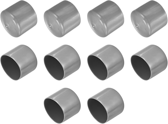 uxcell 10pcs Rubber End Caps 48mm ID Vinyl Round End Cap Cover Screw Thread Protector Light Grey