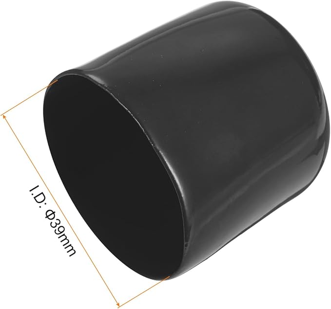 uxcell 4pcs Rubber End Caps 39mm ID Vinyl Round End Cap Cover Screw Thread Protectors Black, 30mm Height