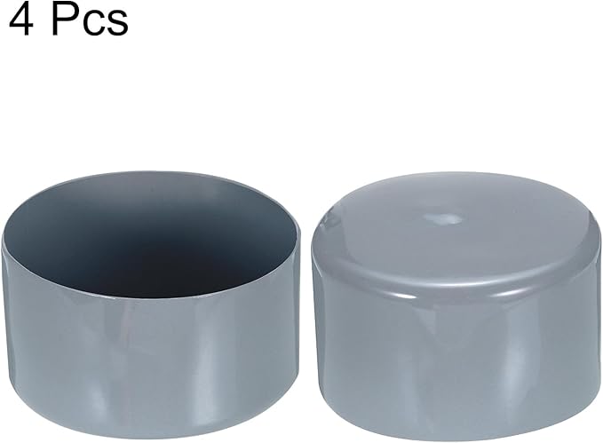 uxcell 4pcs Rubber End Caps 70mm ID Vinyl Round Tube Bolt Cap Cover Screw Thread Protectors Grey, 40mm Height