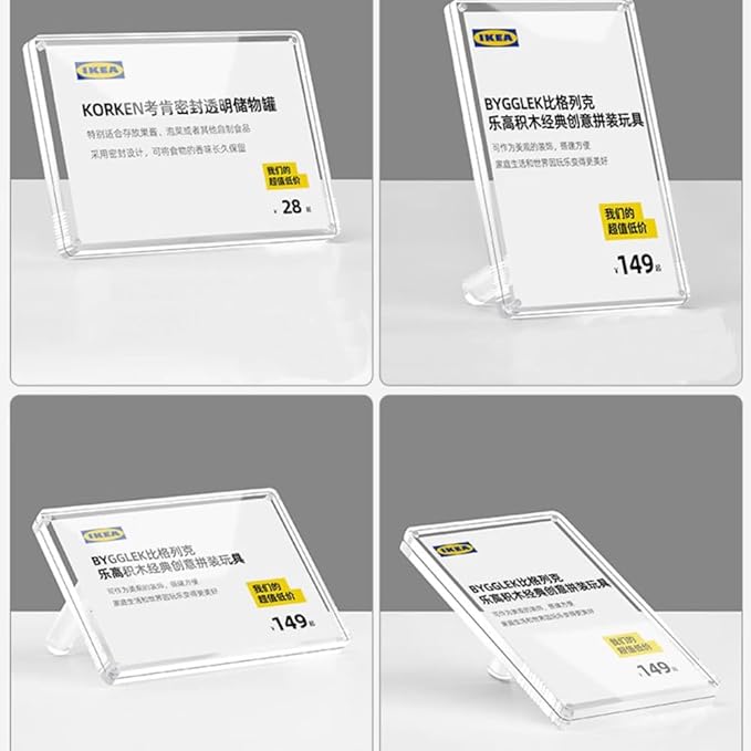 Acrylic Label Holder Price Tag Displays Sign Holder Data Card Holder Ads Display Stand (C: 120*80mm/4.72*3.15 inches)