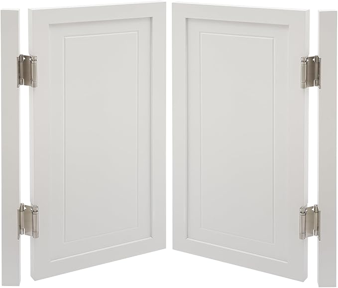 Solid Wood Interior Swing Door with Metal Hinges - Swinging Cafe Doors for Kitchen, Stairs, Bedroom Entrance & Partition (White, 39.37"X35.43")
