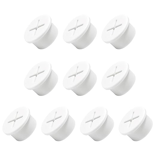 10Pcs Desk Grommet, 3/4" (20mm) White Silicone Cord Hole Cover, Flexible Rubber Wire Grommets, Wall Grommets for Cables Management, Table, Countertop, Cabinets and Furnitures Wire Organizer
