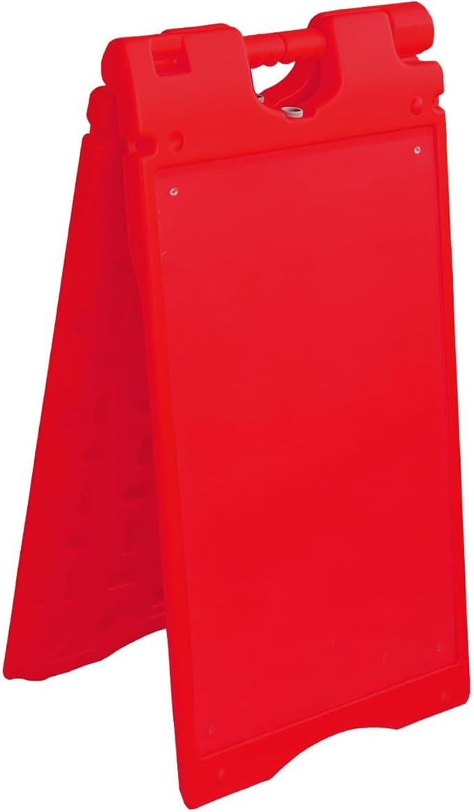 Jumbl A-Frame Signboard 15.7” x 26” Display Surface – Small Outdoor Sandwich Board w/Weather Resistant PVC Sign Protector & Sand Fill Holes – Dual Signage Stand for Storefront Sidewalk Curb (Red)