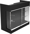 48" W x 22" D x 42" H - Retail Sales Counter with Adjustable Glass Shelves, Tempered Glass, Black Laminated Particle Board, Locking Drawers