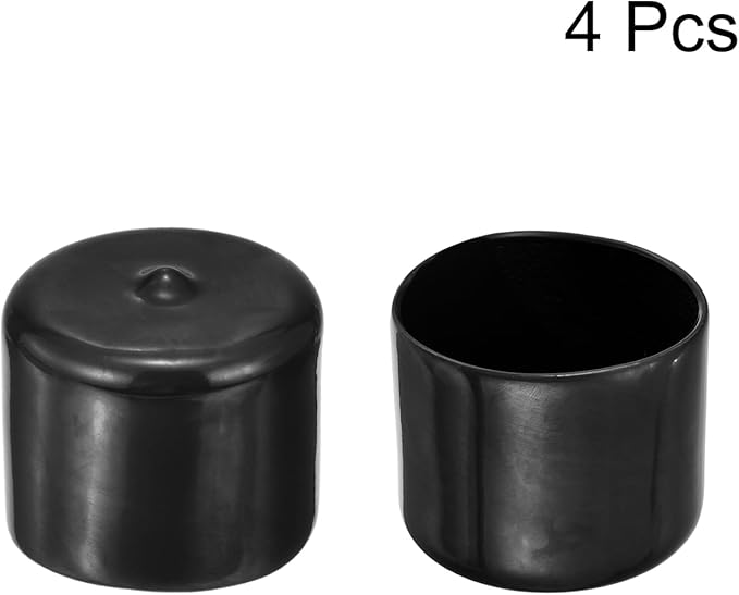 uxcell 4pcs Rubber End Caps 1 7/16"(37mm) ID Vinyl Round End Cap Cover Screw Thread Protectors Black, 30mm Height