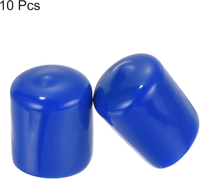 uxcell 10pcs Rubber End Caps 22mm ID Vinyl Round Tube Bolt Cap Cover Screw Thread Protectors Blue