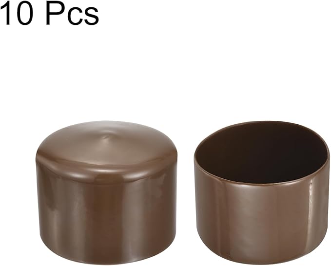 uxcell 10pcs Rubber End Caps 54mm(2 1/8") ID Vinyl Round End Cap Cover Screw Thread Protectors Brown