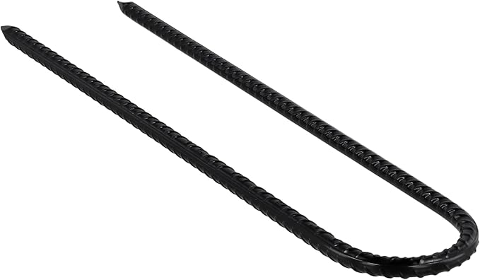 U Shaped Trampoline Stakes, Black Steel, 12 Inch, 20 Pack, Ground Anchors for Tents, Position Kits, Fences