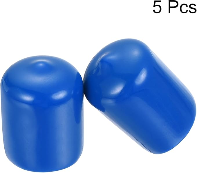 uxcell 5pcs Rubber End Caps 21mm ID Vinyl Round Tube Bolt Cap Cover Screw Thread Protectors Blue