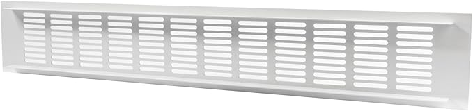 Vent Systems 19.69 x 3.15 Inch (Outer Size) Rectangular Door Vent - White Aluminum Vent Cover Toe Kick Vent Cover - HVAC for Home Cabinet Vent - Intake/Exhaust Door Return Air Vent