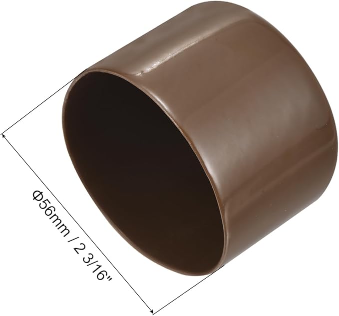 uxcell 4pcs Rubber End Caps 56mm(2 3/16") ID Vinyl Round Tube Bolt Cap Cover Screw Thread Protectors Brown, 40mm Height