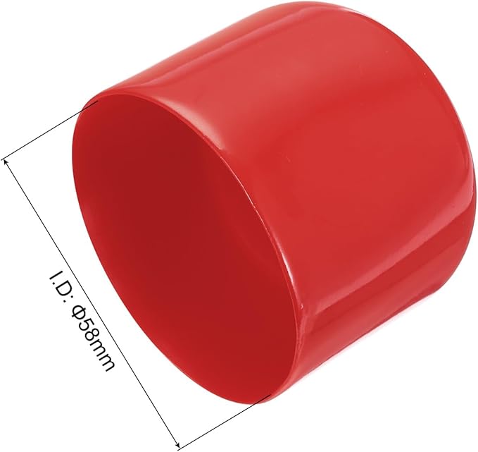 uxcell 4pcs Rubber End Caps 58mm ID Vinyl Round End Cap Cover Screw Thread Protectors Red, 40mm Height